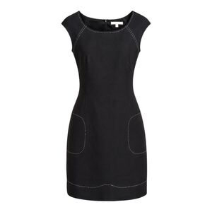 Rebecca Taylor Black Tailored Contrast Stitching Sheath Dress Lbd Size 8